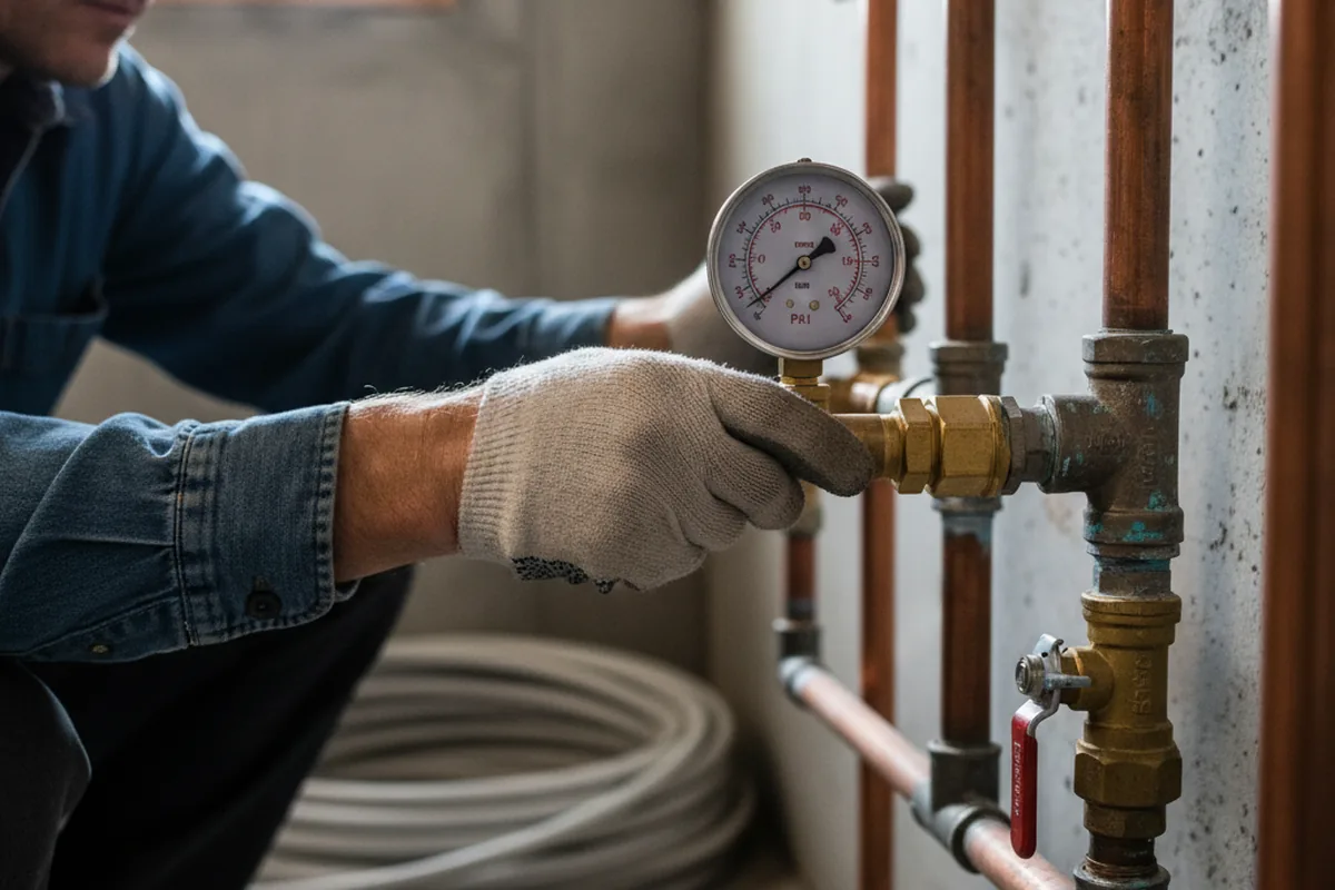 Pressure testing a repaired line during Water Line Repair in Tribes Hill